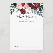 Carte Conseil Burgundy Pink Navy Floral Mariage (Devant)