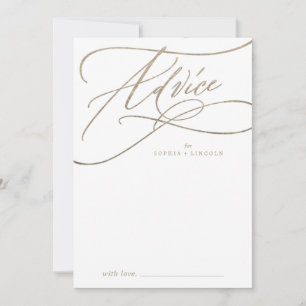 Carte Conseil Calligraphie d'or romantique Mariage florissant
