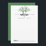 Carte Conseil Calligraphie minimaliste Mariage d'eucalyptus vert<br><div class="desc">Cette carte de conseil minimaliste calligraphie vert eucalyptus mariage est parfaite pour un mariage rustique. Le design est composé d'eucalyptus vert aquarelle peint à la main, d'une beauté naturelle inspirante. Ces cartes sont parfaites pour un mariage, une douche nuptiale, un baby shower, une fête de remise de diplômes et plus...</div>