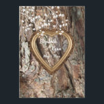 Carte Conseil Campêtre rustique, cadre à coeur en bois, conseils<br><div class="desc">Très populaire et tendance, thème rustique campagnard en bois avec cadre à coeur doré sculpté pour vos noms et date et petites fleurs blanches. Personnalisez le texte et la police selon vos besoins. Carte amusante pour les invités à votre réception de mariage. Vous pouvez changer "Je pensais" en "Je criai",...</div>