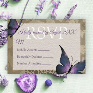 Carte Conseil Carton de réponse pour Quinceañera violet et beige