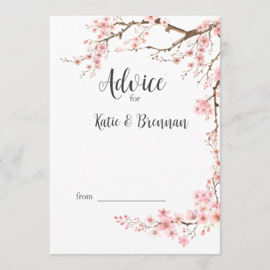 Carte Conseil Cherry Blossom Mariage (Devant)