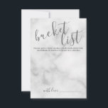 Carte Conseil Classy Marble Moderne Script Mariage Liste de Buck<br><div class="desc">Ajoutez une touche personnelle à votre mariage avec une carte de liste de mariage de script moderne. Cette carte comporte le titre en gris style de police de calligraphie moderne et les détails en gris style de police sans serif moderne sur arrière - plan de marbre blanc.</div>
