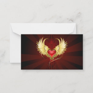 Carte Conseil Coeur rouge avec ailes d'or