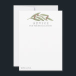 Carte Conseil Collection de Mariages de Branches d'Olivier<br><div class="desc">Célébrez-vous avec style grâce à ces cartes de conseils aux branches d'olivier rustiques. Le design simple et élégant permettra à vos invités d'écrire une note de conseil à garder et à lire dans les années à venir. Le libellé est facile à personnaliser, de sorte que ces cartes peuvent rapidement être...</div>