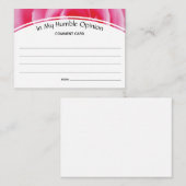 Carte Conseil Commentaires personnalisés Commentaires dans mon H (Devant / Derrière)