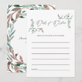 Carte Conseil Conseils de mariage d'hiver avec verdure rustique (Devant / Derrière)