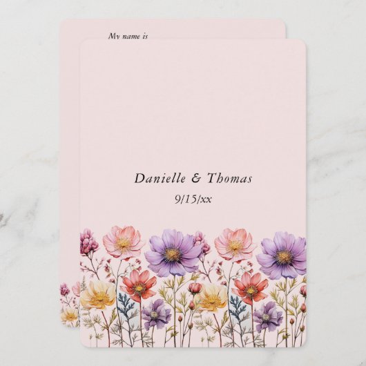 Carte Conseil Conseils de mariage Fleurs printanières Rose Viole (Devant / Derrière)