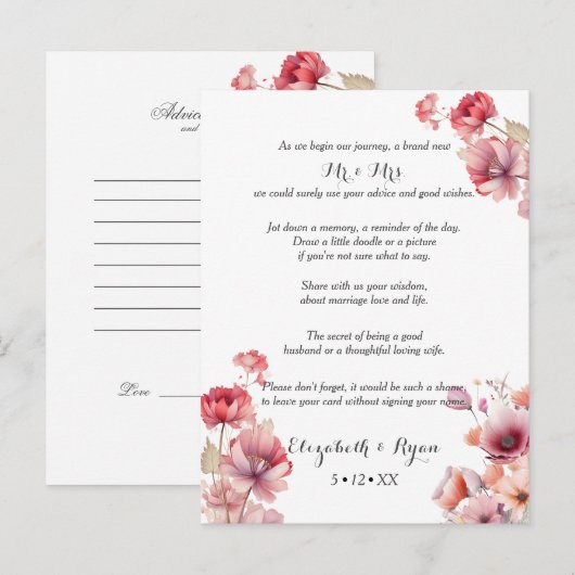 Carte Conseil Conseils de mariage Peach Fuzz et vœux de bonheur  (Devant / Derrière)