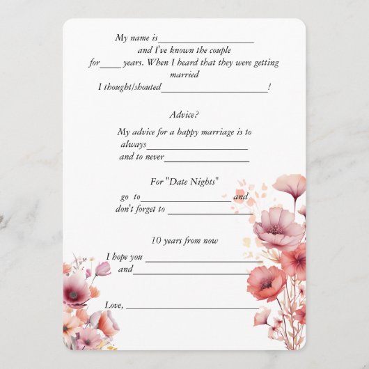 Carte Conseil Conseils de mariage Peach Fuzz Fleurs aquarelle  (Dos)