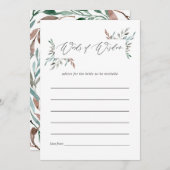 Carte Conseil Conseils de mariage rustique avec verdure pour une (Devant / Derrière)