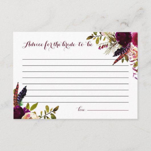 Carte Conseil Conseils de peinture à l'aquarelle Boho Floral Aut (Devant)