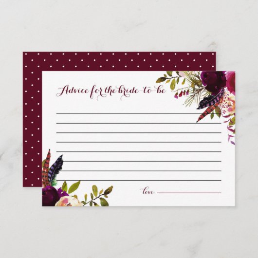 Carte Conseil Conseils de peinture à l'aquarelle boho florale au (Devant / Derrière)