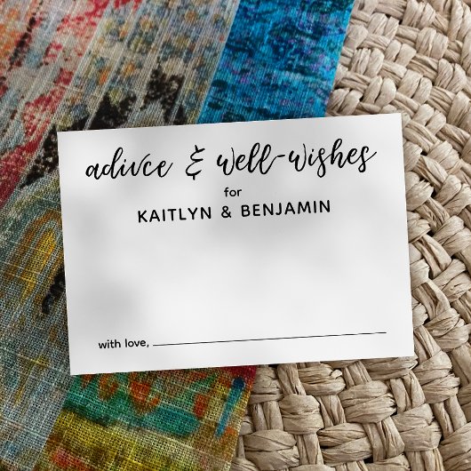 Carte Conseil Conseils et souhaits simples en noir et blanc