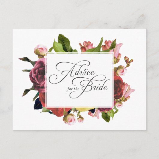 Carte Conseil Conseils floraux rose pour la mariée (Devant)