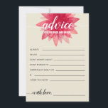Carte Conseil Conseils floraux rustiques pour la Fête des mariée<br><div class="desc">Les clients Invitations peuvent partager des conseils et des réflexions avec nos cartes de conseils de douche nuptiale modernes et élégantes. Ce design présente une aquarelle illustrant une fleur sauvage rose rougeâtre, ainsi qu'un combo assorti de scripts calligraphiques et de polices sans serif sur un arrière - plan blanc crémeux....</div>