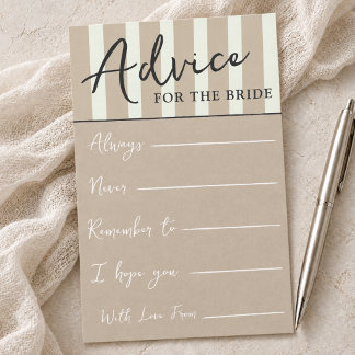 Carte Conseil Conseils rayés prep pour la mariée Enterrement de