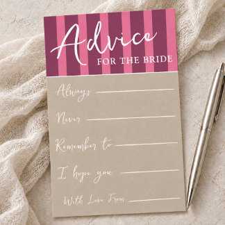 Carte Conseil Conseils rayés prep pour la mariée Enterrement de