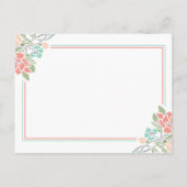 Carte Conseil Corail Floral Voeux Turquoises pour bébé (Dos)