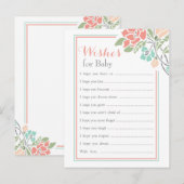 Carte Conseil Corail Floral Voeux Turquoises pour bébé (Devant / Derrière)