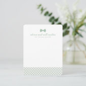Carte Conseil Cravate arc en vichy vert baby shower mignon (Debout devant)