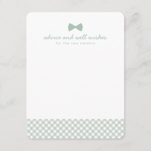 Carte Conseil Cravate arc en vichy vert baby shower mignon (Devant)