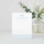 Carte Conseil Cravate bleue en vichy arc baby shower mignon (Debout devant)