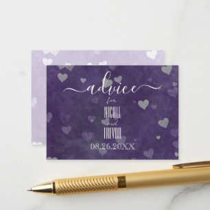 Carte Conseil Créez votre propre coeur violet Bokeh