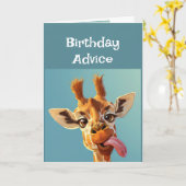 Carte Conseil d'anniversaire amusant Giraffe Sticking To (Fleur jaune)