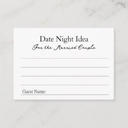 Carte Conseil Date Night Ideas Advice Card (Devant)