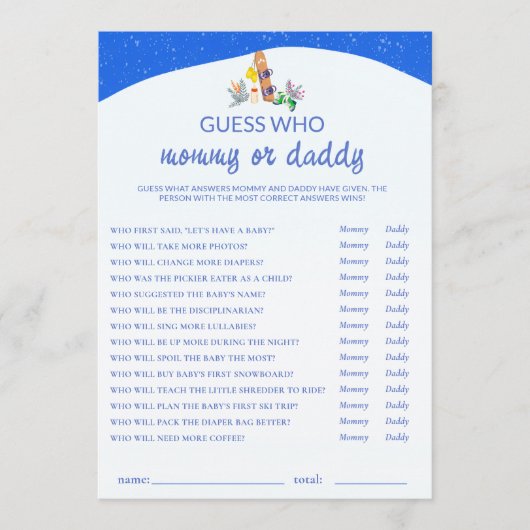 Carte Conseil Devinez combien de bisous pour un petit snowboarde (Devant)