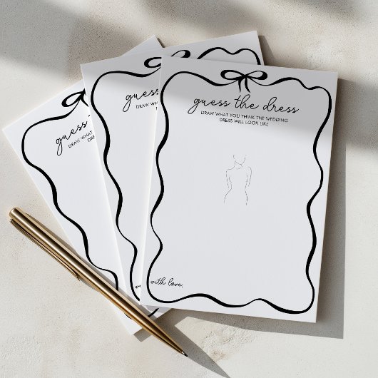 Carte Conseil Devinez la robe Black Bow Bridal Shower
