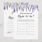 Carte Conseil Double Côté - Jeux de Fête des mariées Quel âge |  (Devant / Derrière)