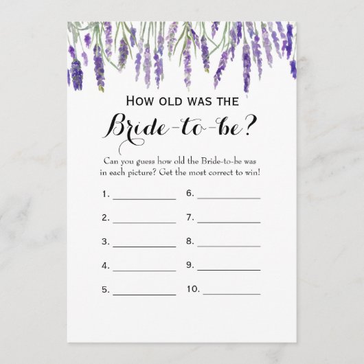 Carte Conseil Double Côté - Jeux de Fête des mariées Quel âge |  (Devant)