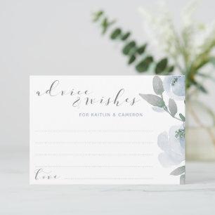 Carte Conseil Douche de Mariée Dusty Blue Gris Aquarelle