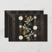 Carte Conseil Dragonflies de Steampunk sur arrière - plan rayé b (Devant / Derrière)