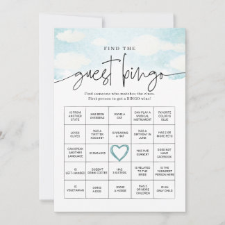 Carte Conseil Dreamy Cloud neuf Trouvez l'invité Bingo Game Card