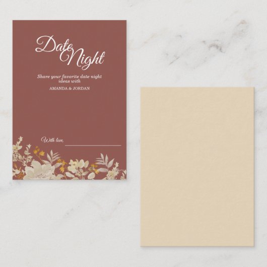 Carte Conseil Dusty Rose Automne Boho Date Night Advice Card (Devant / Derrière)