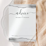 Carte Conseil Elegant Agate Gray Silver Wedding<br><div class="desc">This elegant design features top and bottom borders of gray and white watercolor agate trimmed with silver faux glitter. The word "advice" appears in handwriting calligraphy script with flourishes at the beginning and end. Personalize with the names of the newlyweds in charcoal gray copperplate font. A line at the bottom...</div>