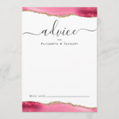 Carte Conseil Elegant Agate Pink Gold Wedding (Devant)