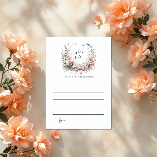 Carte Conseil Elégant Bow Floral Baby shower Maman-to-be
