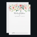 Carte Conseil Élégant Dainty Floral Mariages Paroles de sagesse<br><div class="desc">Cette élégante carte de conseil mariage de mots de sagesse fleurie dainty est parfaite pour un mariage moderne. Le design présente des roses illustrées de rose, de blush et de blanc, des pivoines avec feuillage vert groupé en bouquets, accentuant les belles couleurs d'automne. Ces cartes sont parfaites pour un mariage,...</div>