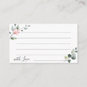 Carte Conseil Elégant Eucalyptus Fête des mariées Date Nuit Idée (Dos)