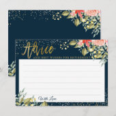 Carte Conseil Élégant Floral Blue Gold Retraite Appartement (Devant / Derrière)