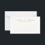 Carte Conseil Elégant Gold et White Mariage Conseils et souhaits<br><div class="desc">Magnifique Elegant Gold et White Mariage Mariage de conseil et de la carte de souhaits. Cliquez sur le bouton customiser pour personnaliser le design.</div>