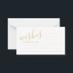 Carte Conseil Elégant Gold et White Mariage Conseils et souhaits<br><div class="desc">Elegant White and Gold Mariage Conseils et Wish Cards avec titre en or style de police de script moderne. Remarque : Les détails du papier sont simulés dans l'illustration. Il n'y aura pas de métal sur ce produit.</div>