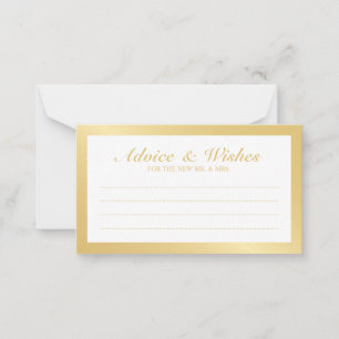 Carte Conseil Elégant Gold et White Mariage Conseils et souhaits