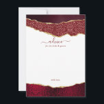 Carte Conseil Élégant Mariage d'âge de Bourgogne et d'or<br><div class="desc">Célébrez dans le style avec ces cartes de conseil modernes et tendance. Le design comporte un arrière - plan d'agate de parties scintillant d'aquarelle bordeaux et or avec le texte de police manuscrit correspondant. Ces cartes permettront à vos invités d'écrire une note de conseil à garder et à lire dans...</div>