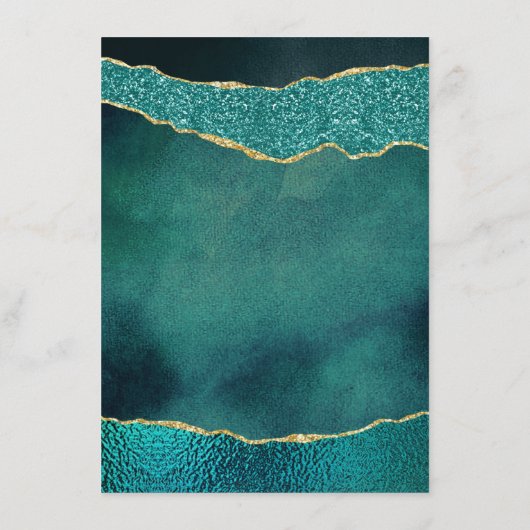 Carte Conseil Élégant Mariage d'âge Turquoise & Or (Dos)