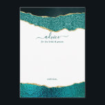 Carte Conseil Élégant Mariage d'âge Turquoise & Or<br><div class="desc">Célébrez dans le style avec ces cartes de conseil modernes et tendance. Le design comporte un arrière - plan d'agate de parties scintillant d'aquarelle turquoise et or avec le texte de police manuscrit correspondant. Ces cartes permettront à vos invités d'écrire une note de conseil à garder et à lire dans...</div>